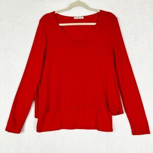 Kettlewell Lulu Layered Top Size Medium Red Long Sleeve V-Neck